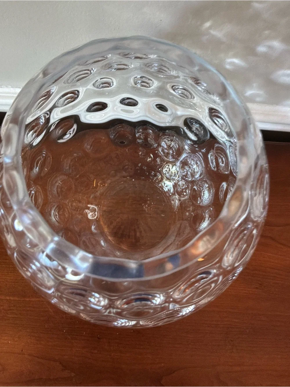 Vintage Bohemian Clear Textured Bubble Glass Large Vase